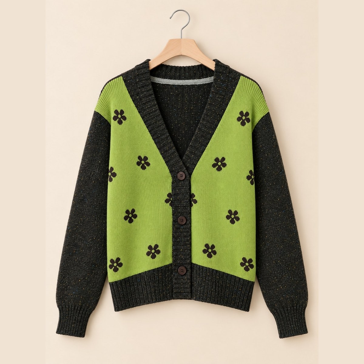Cardigan Rajut Bunga Hijau Lime
