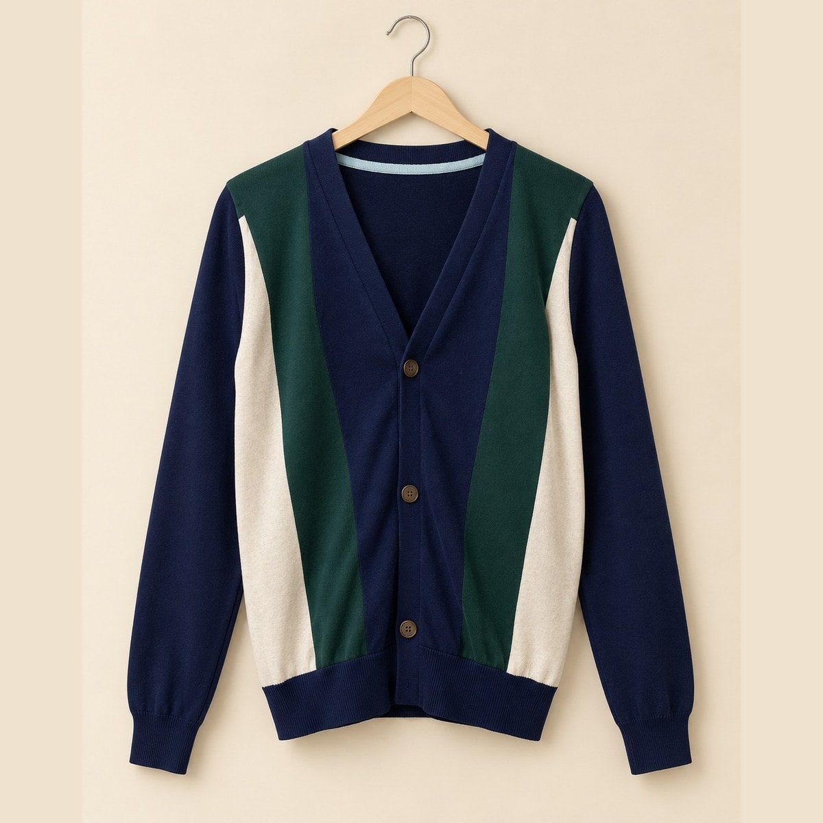 Cardigan Rajut Kaos Colorblock Navy Hijau