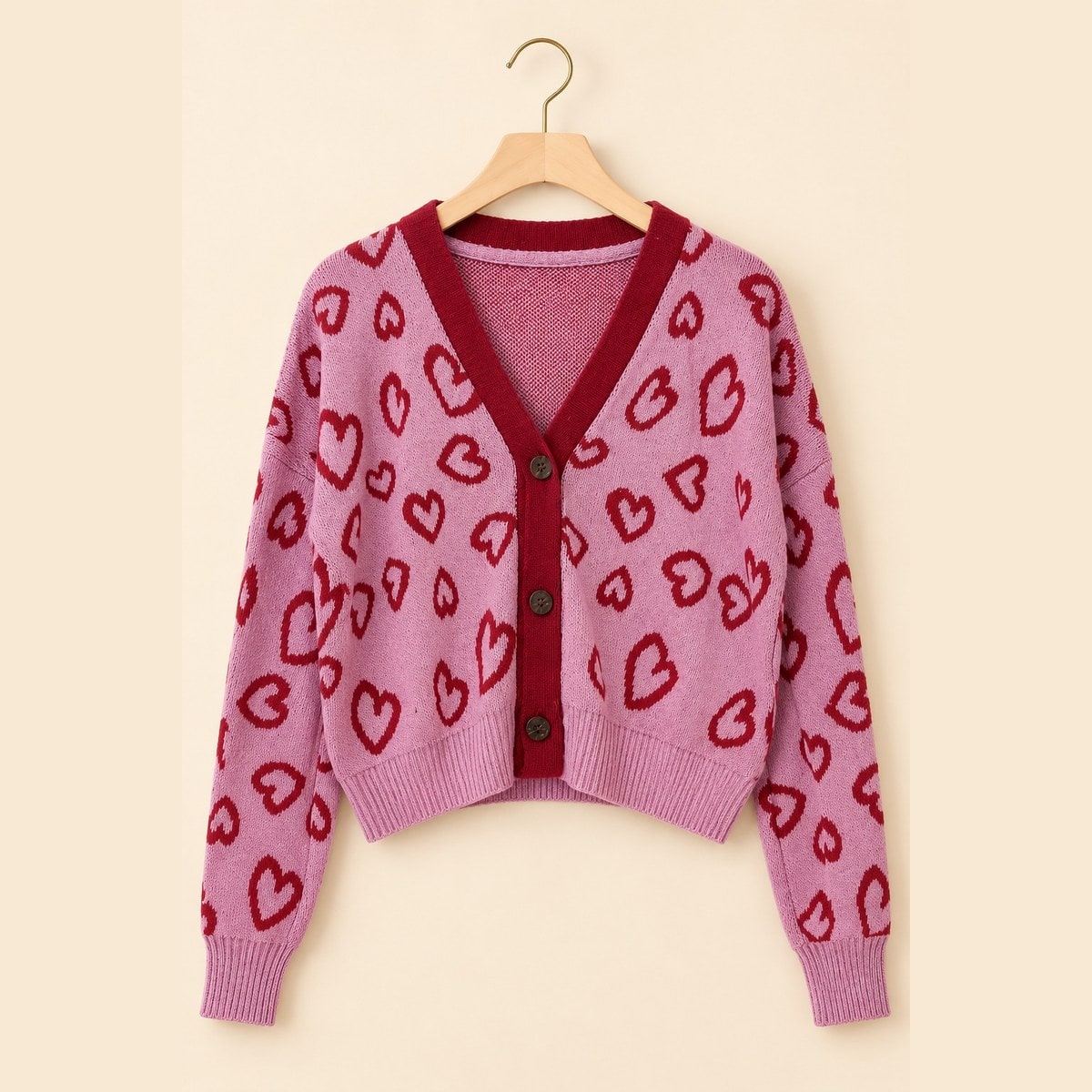 Cardigan Rajut Love Pink